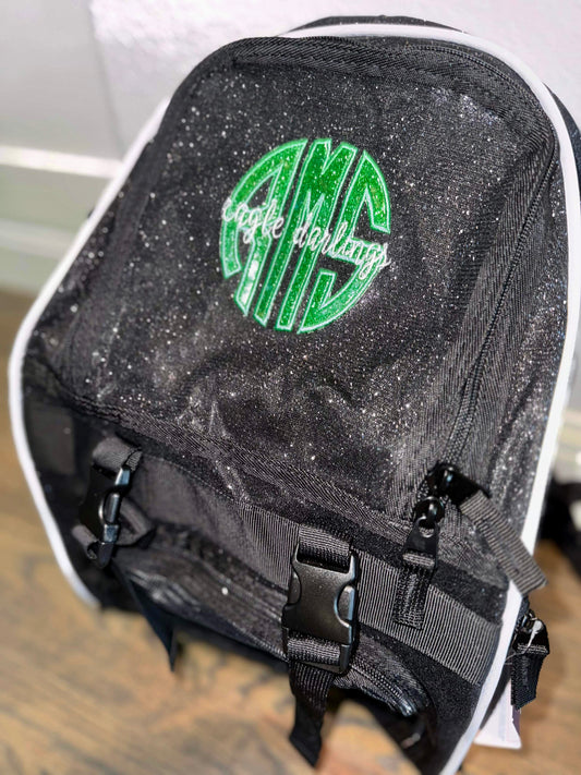 Black glitter backpack