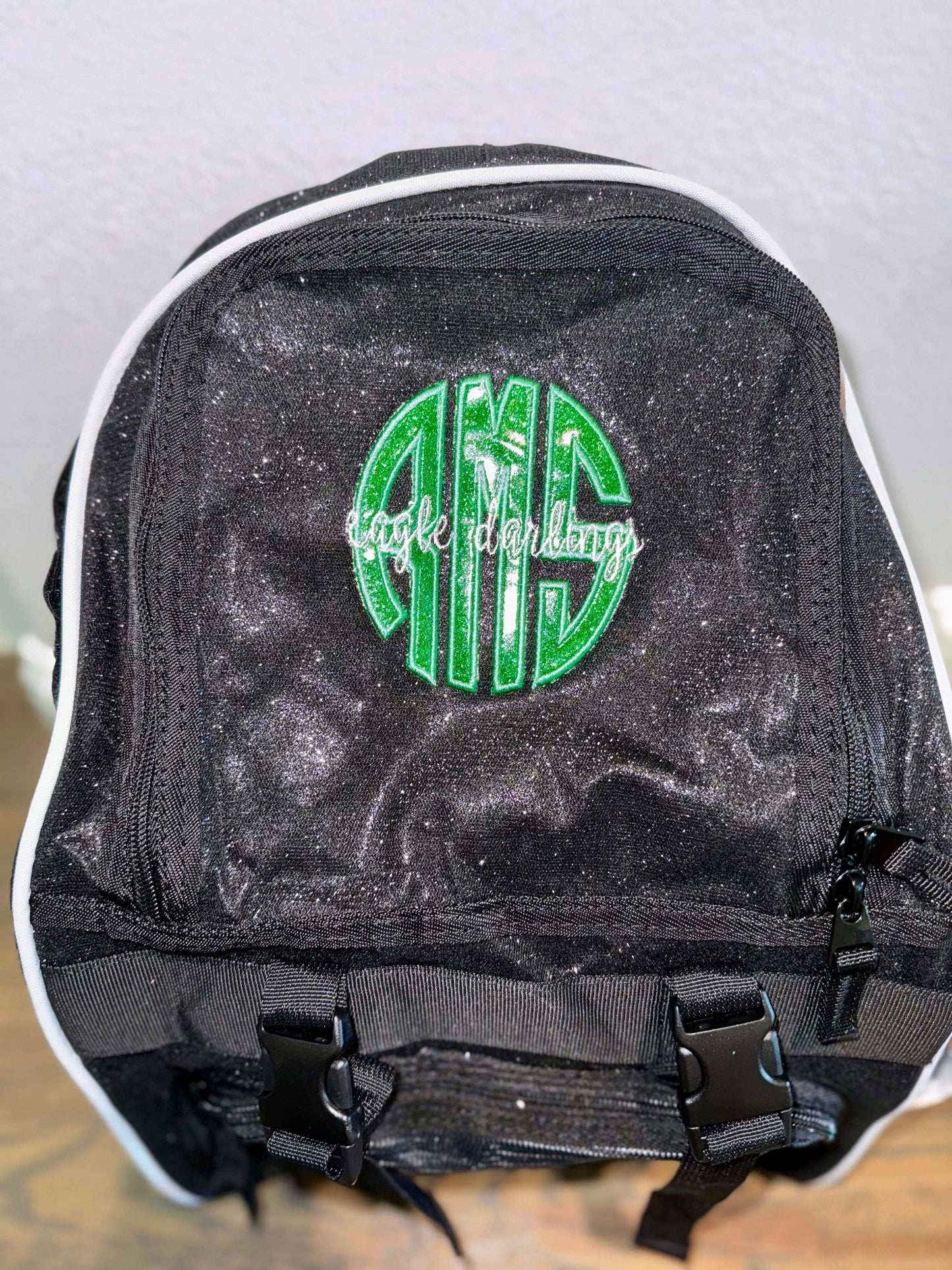 Black glitter backpack